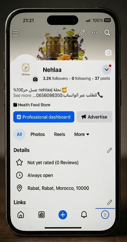 Facebook page — 3.2K followers, 37 posts