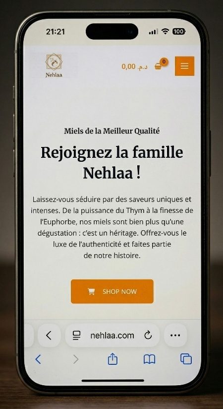 Nehlaa website homepage on a phone